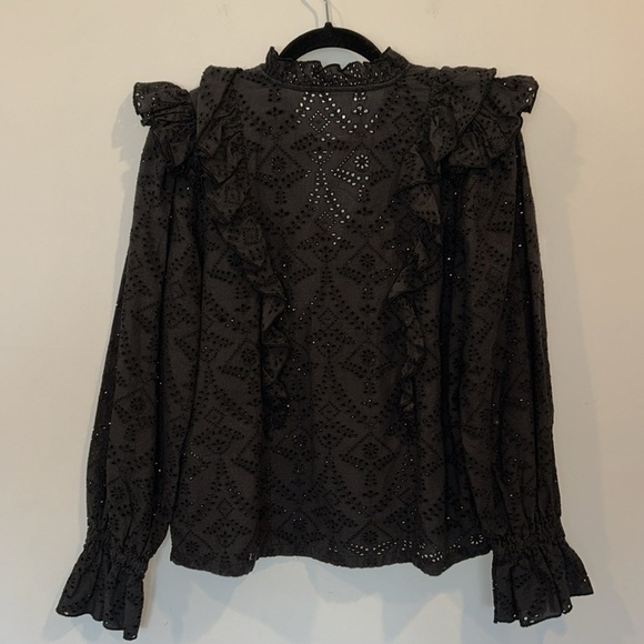 Sofie Schnoor Eyelet Lace Women's Top Black - Picture 11 of 12